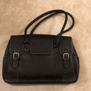 Black leather Levenger purse/briefcase